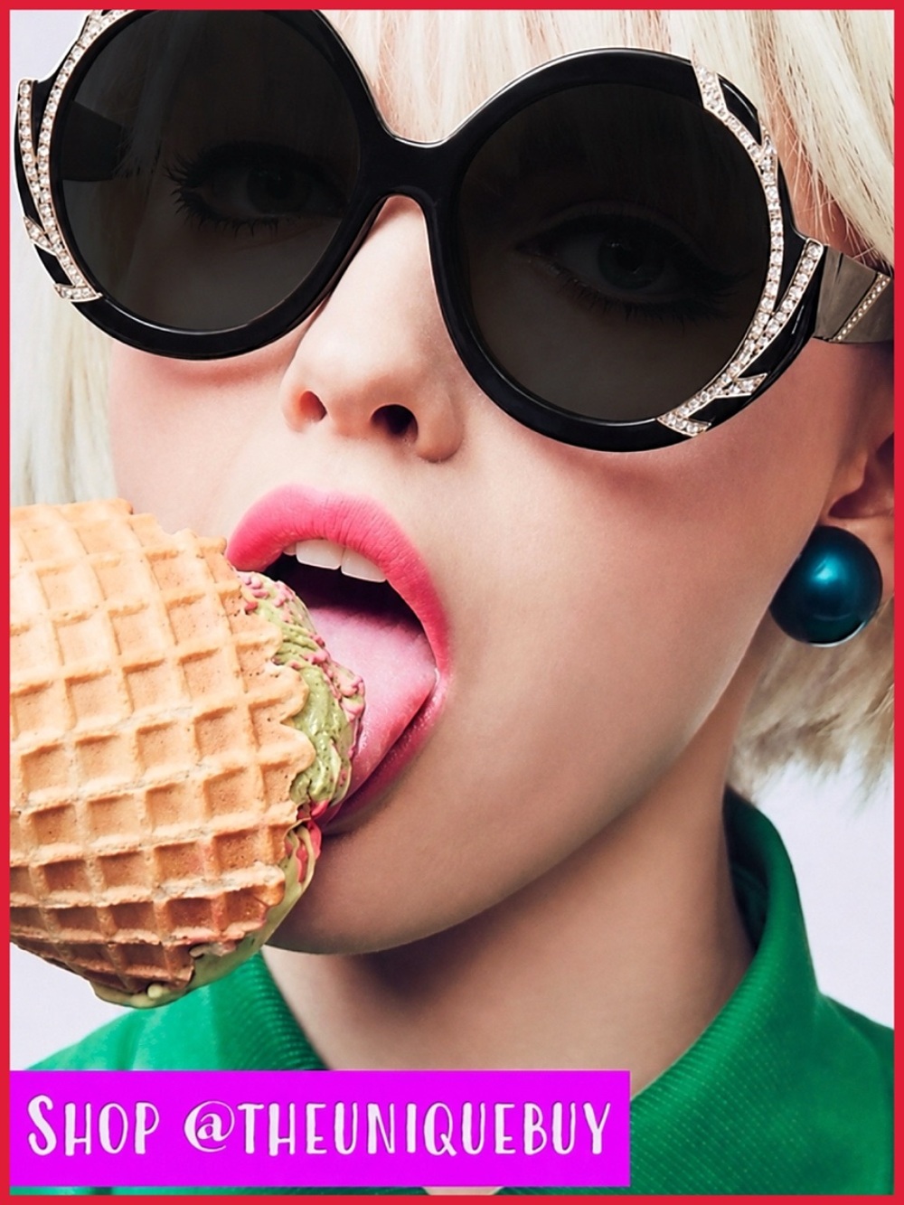 Alice + Olivia Swarovski Stacey Crystal Black Sunglasses